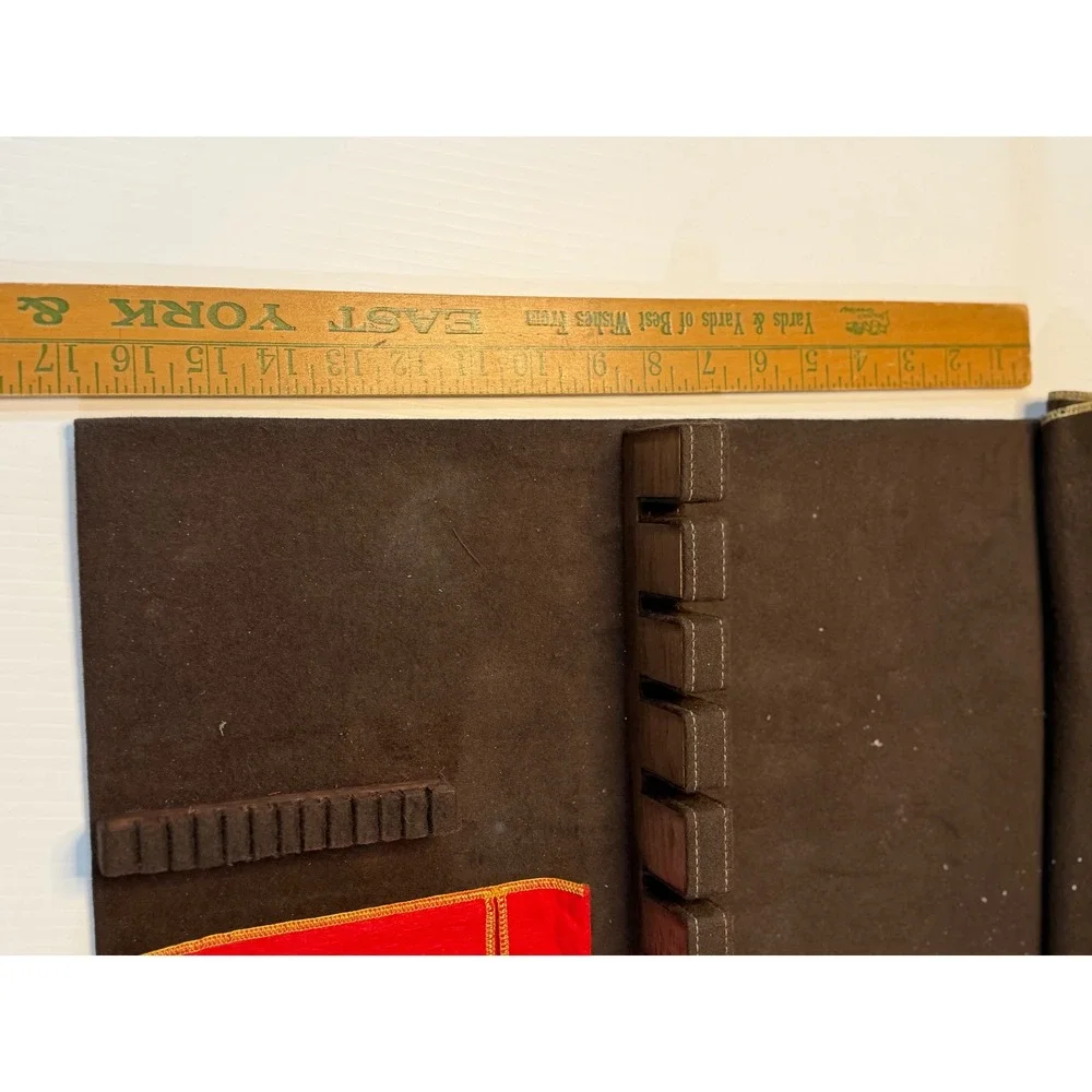 VTG King Erik Classics Silverware Storage Cloth Roll Brown Red Danish Craftsman‎